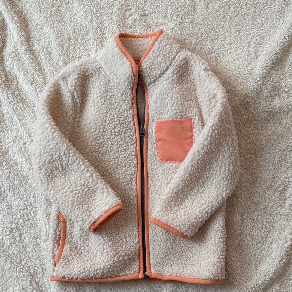 Cat & Jack Cream and Orange Sherpa Jacket